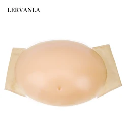 LERVANLA Fake Pregnant Belly 1000-1500g/pc Skin Adhesive Backside Silicone Stomach for Unisex Show Props Oversized Twins