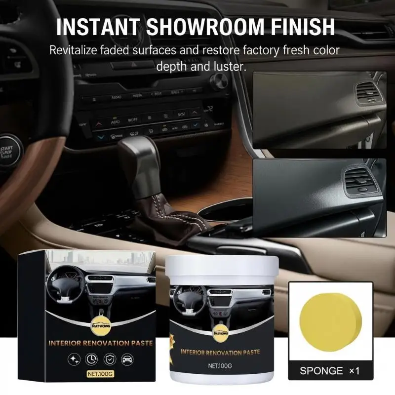 Car Interior Paste Auto Interior Panel Renewal Wax Coating Leather Plastic Rubber Polish Repair Reconditioning Cream Care 100g
