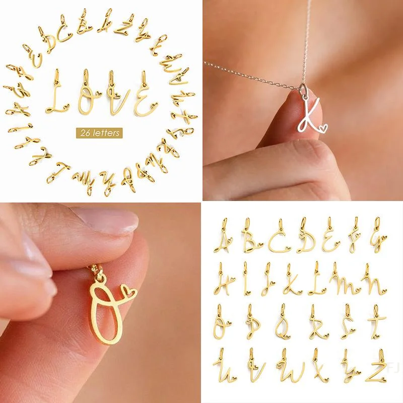 

[YUPersonalized Initial Letter Alphabet Pendant Stainless Steel Accessories For Diy Necklace Bracelet Jewelry Making Charm Gifts