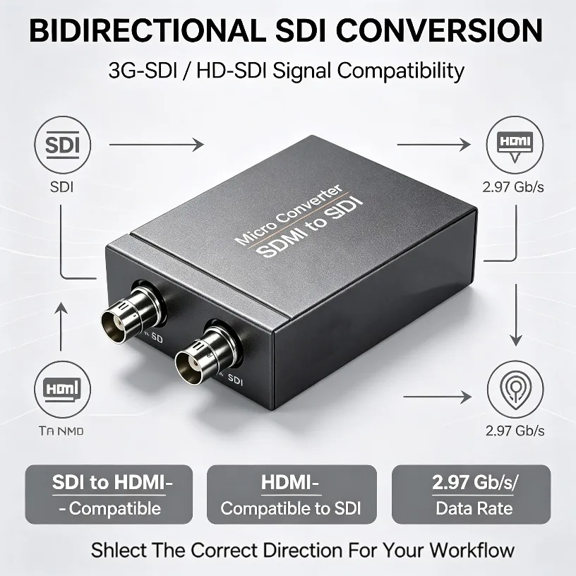 HD-SDI 3G-SDI To HDMI-Compatible Converter Loop Out 1080P 60Hz Signal Adapter USB For Broadcast Post Production Camera Monitor