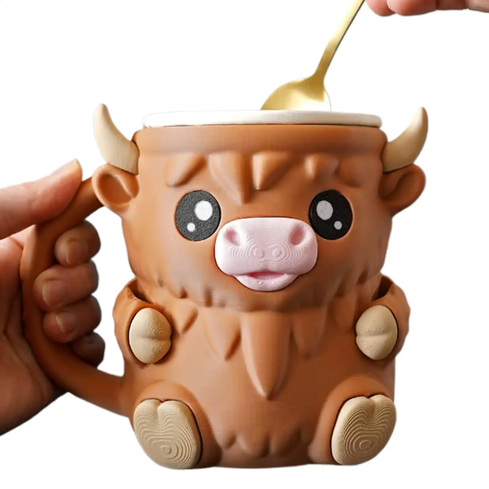 Ice Cream Pint Holder Highland Cow Dessert Tub Decorative Ice Cream Holder with Antifreeze Handle for Yogurt Mix kitchen tool