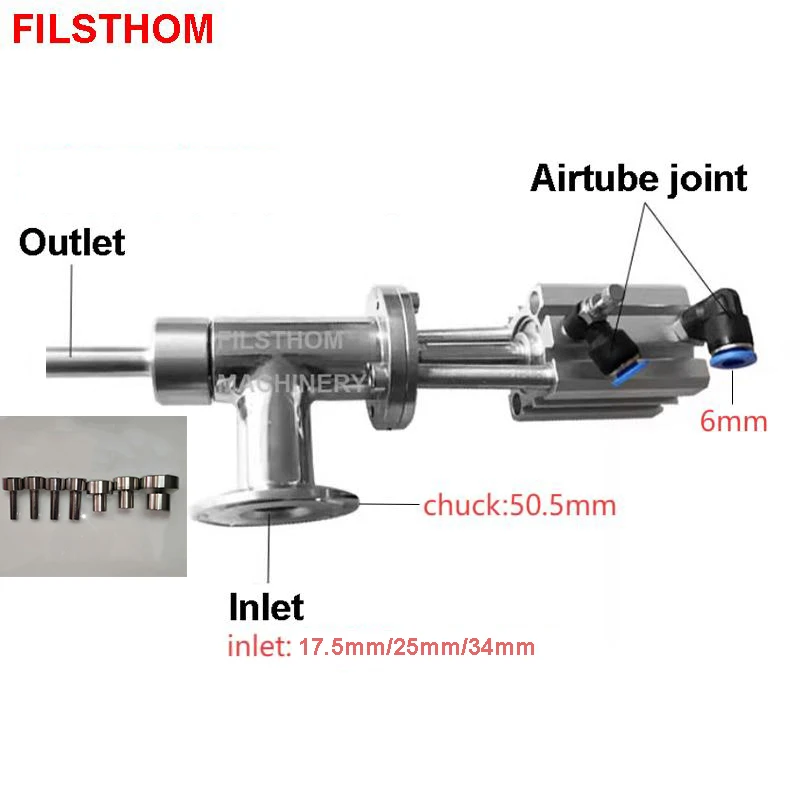 فوهة تعبئة هوائية صمام تعبئة معجون سائل 50.5 مم واجهة تشاك #5