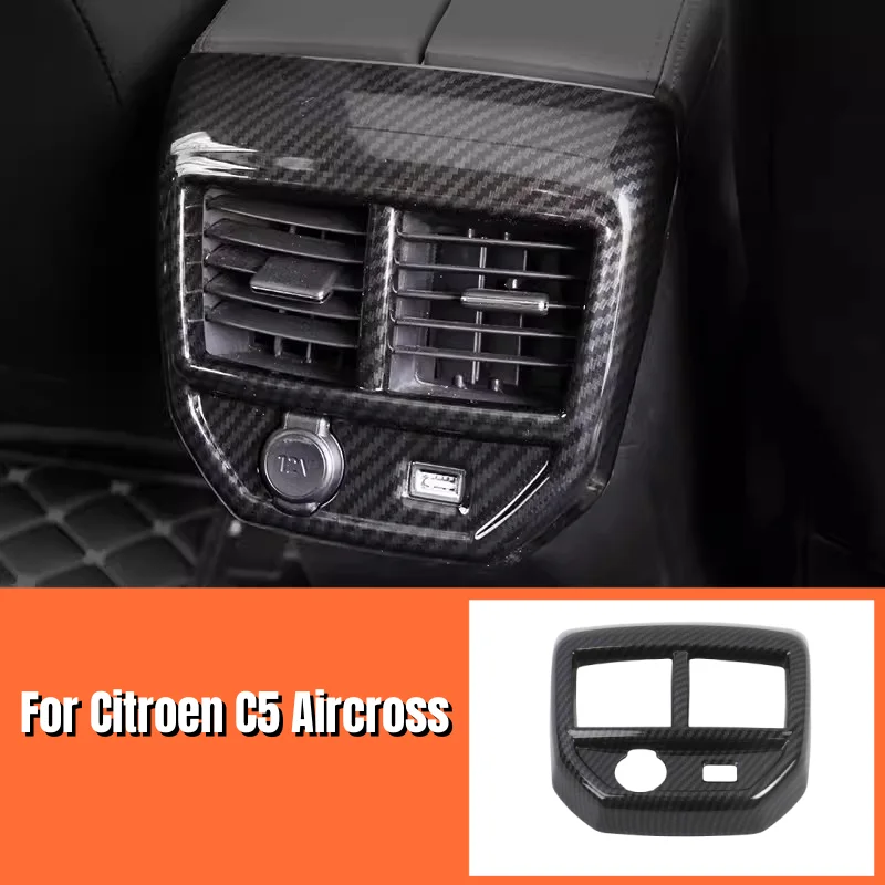 

For Citroen C5 Aircross 2017-2020 2021 ABS Carbon fiber Car Back Rear Air Condition outlet Vent frame Cover Trims Accessories