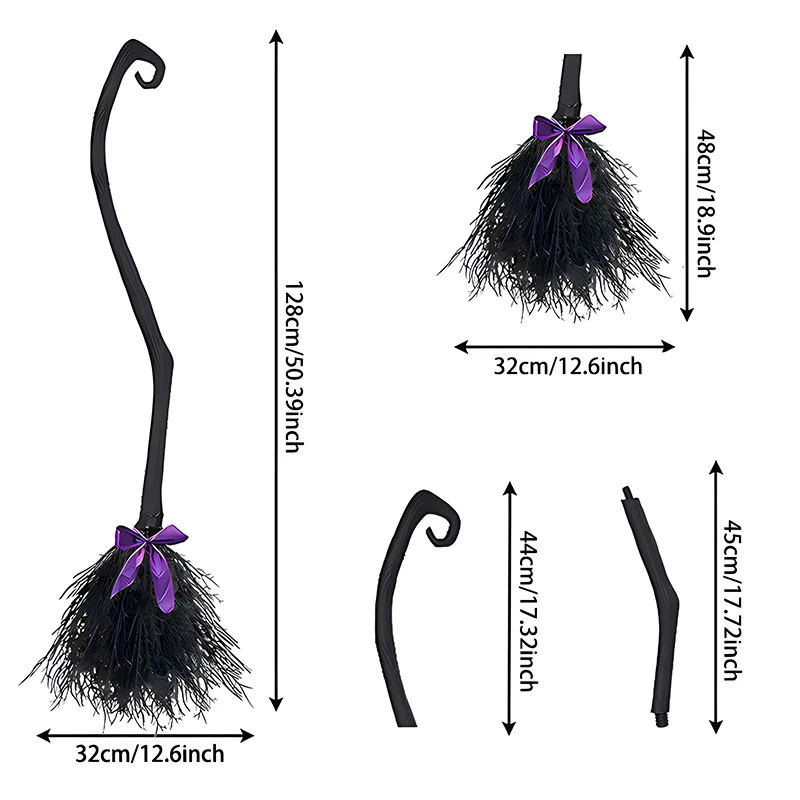 Halloween Witch Broom Cosplay Decoration Plastic Broomstick Props