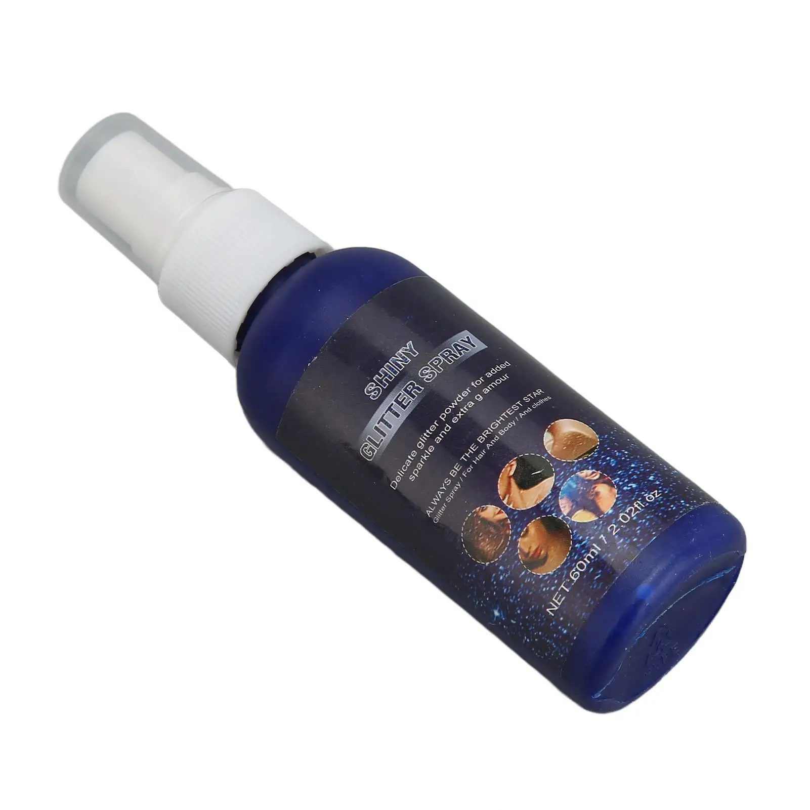 Spray profissional de glitter corporal de 60ml - Maquiagem facial brilhante para festivais e apresentações de palco