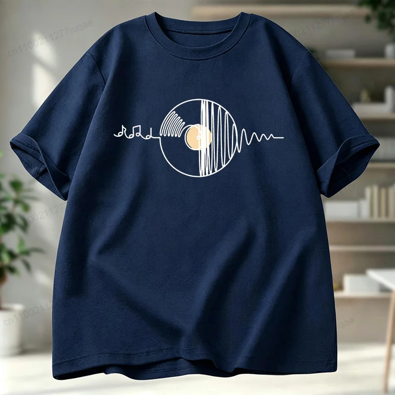 Music Themed Record Printed Men's T-Shirt Oversized Minimalist Graphic Tees for Women Tees Hip Hop Streetwear Music Lovers Gifts