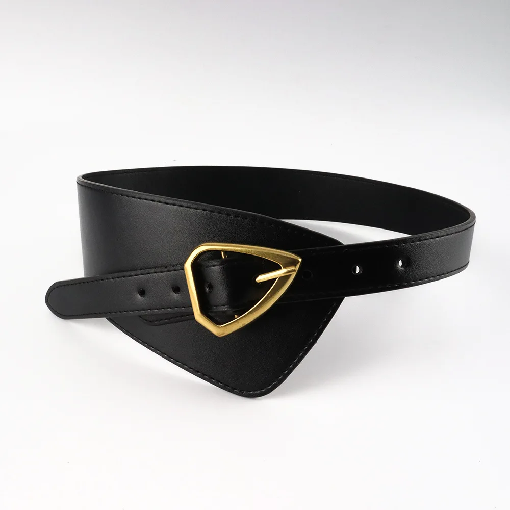 Hot Sales Women Suit Belt Shirt Plain Grain Genuine PU Material Folding Navel Versatile Decorative Dress Women\'s Decoration