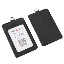 Funda de cuero PU para tarjeta de trabajo, soporte para tarjeta de identificación, funda transparente con Clip para tarjeta de crédito bancaria, accesorios