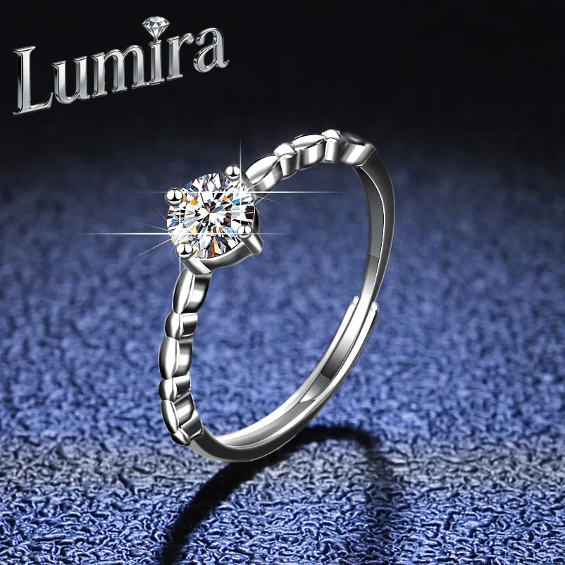 Lumira Platinum PT950 50-point Moissanite Four-claw Ring for Women, Ultra-fine Sparkling Diamond Pinky Ring for Daily Wear Gift