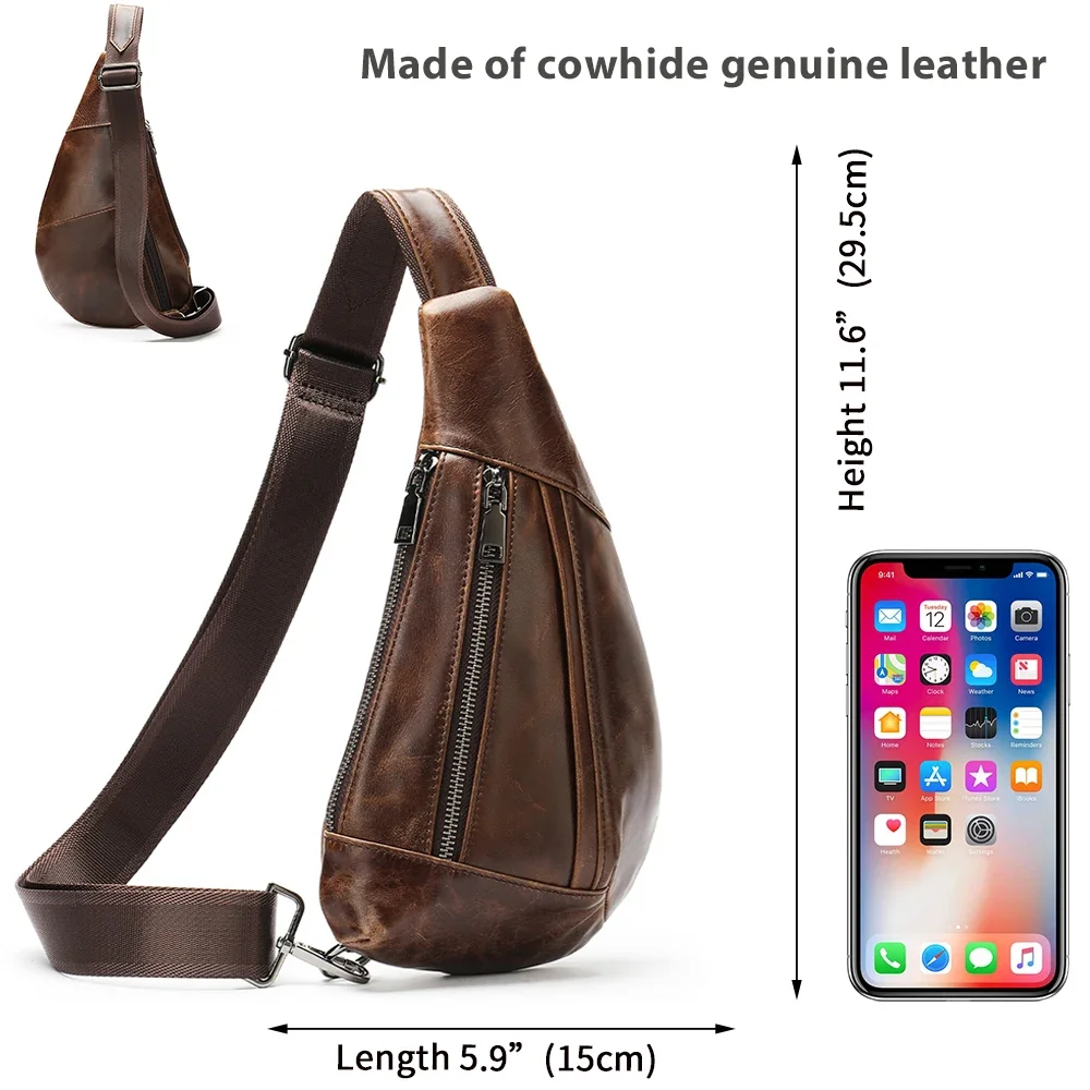 Westal bolsas de ombro de couro genuíno para homens, bolsa casual para mensageiros, bolsas crossbody, bolsa de peito masculina