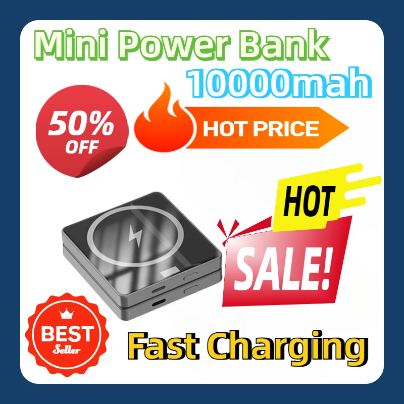 For IPhone 14 13 12 Pro Max Portable Fast Charging External Battery Pack Mini Power Bank 10000mah Magnetic Wireless Powerbank