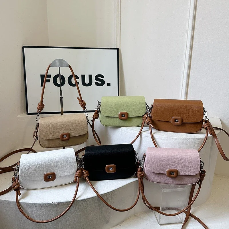 

6 Colors Small PU Leather Flap Square Shoulder Bag for Women 2025 Trend Y2K Handbags and Purses Females Crossbody Bags
