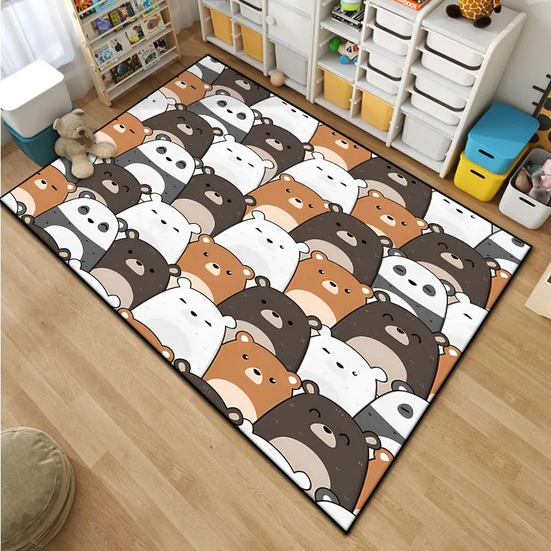 Cute Bear Pattern Living Room Bedroom Carpet Bedside Bathroom Floor Mat 15 Sizes Custon Pattern Area Rug Children's Room Decor