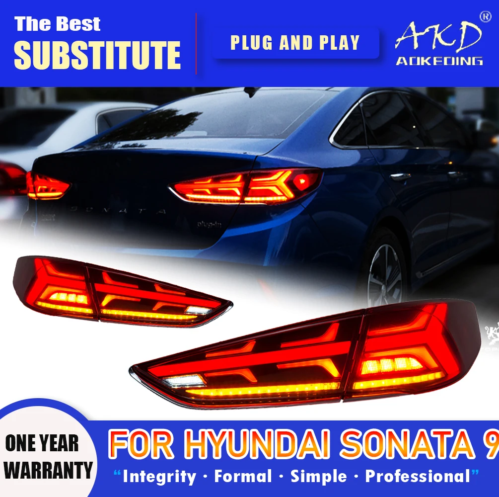 AKD Tail Lamp for Hyundai Sonata 9 LED Tail Light 2017-2018 Sonata 9 Rear Fog Brake Turn Signal Automotive Accessories