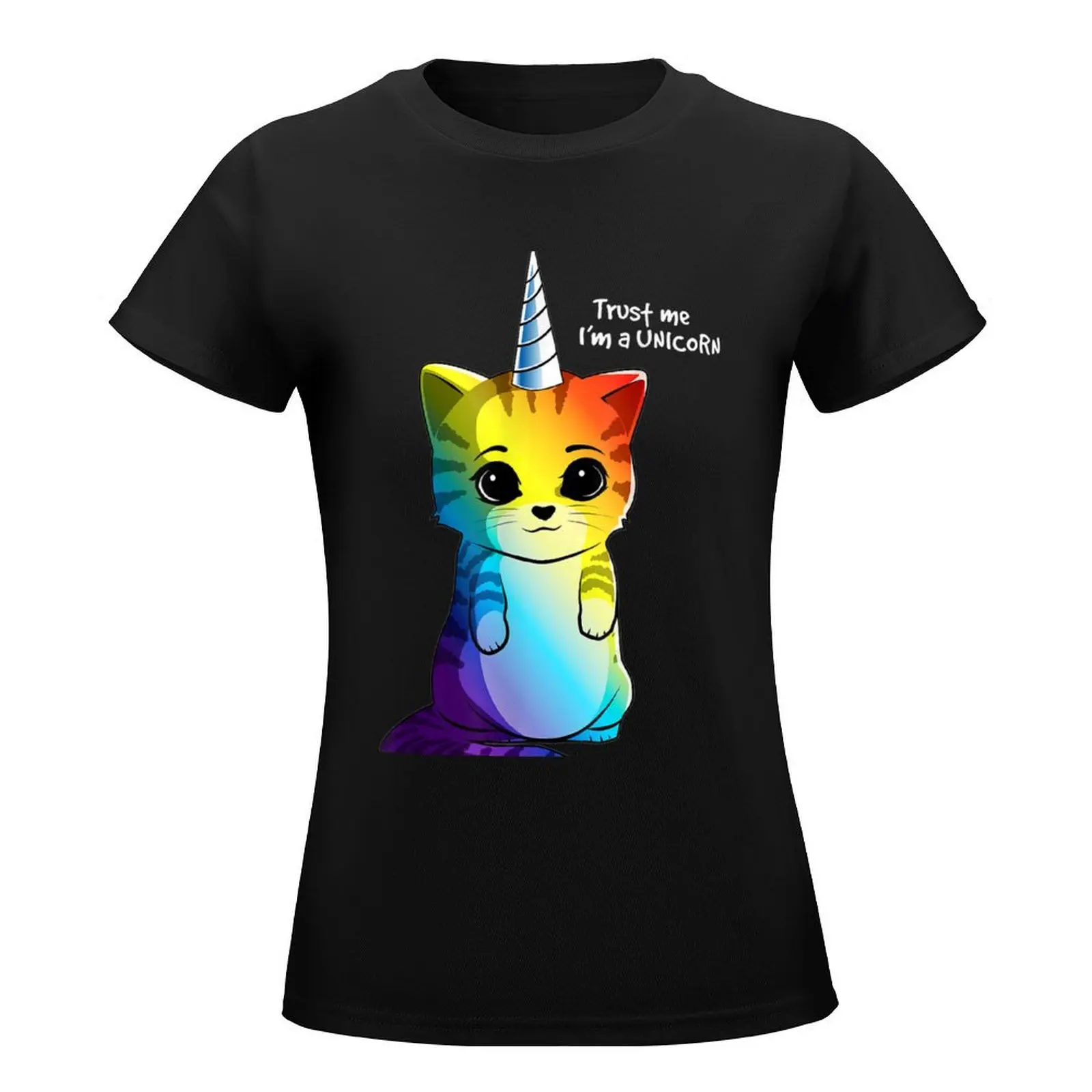 Caticorn Rainbow Gical Cat Unicorn Kittycorn Tee T-Shirt hippie clothes female cute clothes plus size tops tshirts for Women