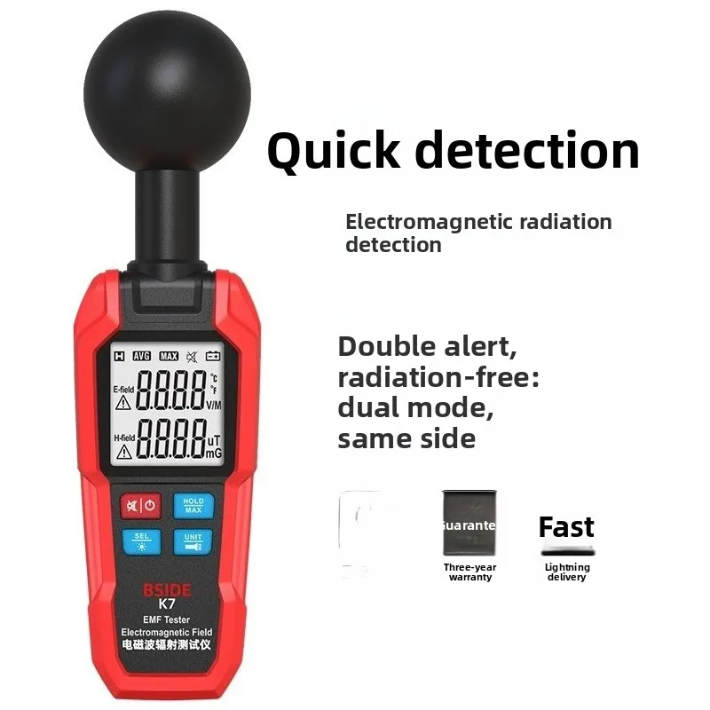 

K7 Ручной 3-зонный тестер электромагнитных волн Сигнализация Световой дисплей Детектор электромагнитного излучения