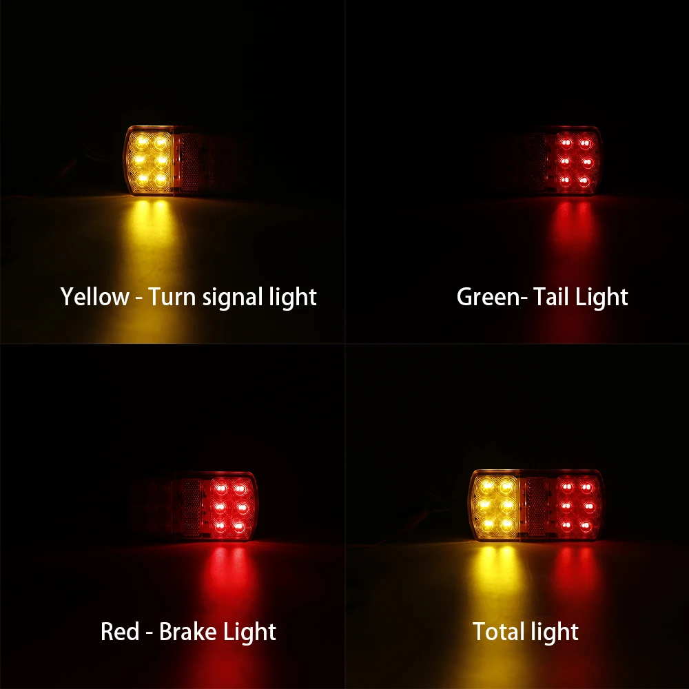 2pcs 12V 24V  Waterproof Truck Car Trailer Rear Tail Light Brake Stop Turn Signal Indicator Lamp For Lorry Caravan Van Bus Boat