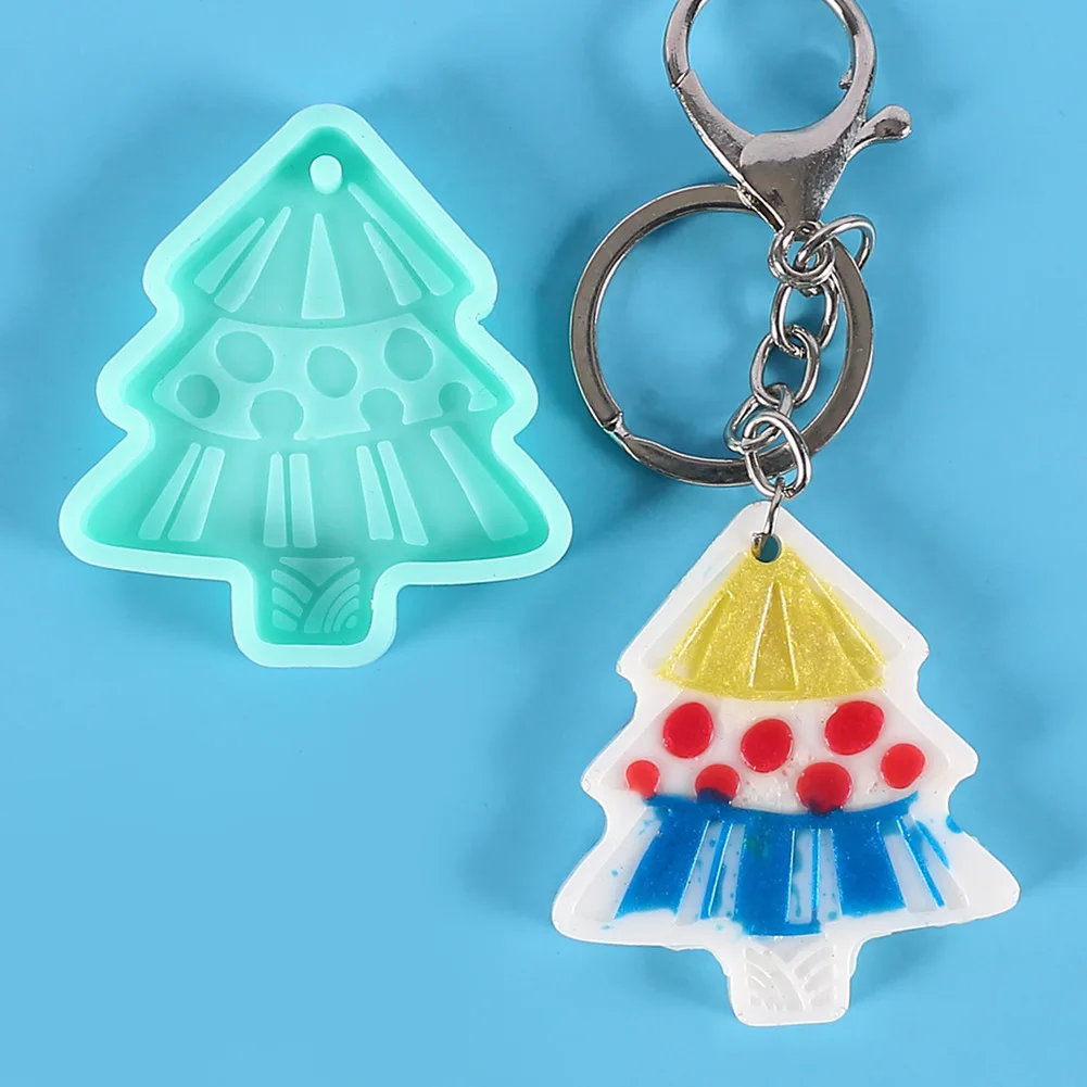 Christmas Mold DIY Resin Crystal Epoxy Mold Snow Tree Pendant Keychain Listing Jewelry Silicone Mold Resin Merry Christmas