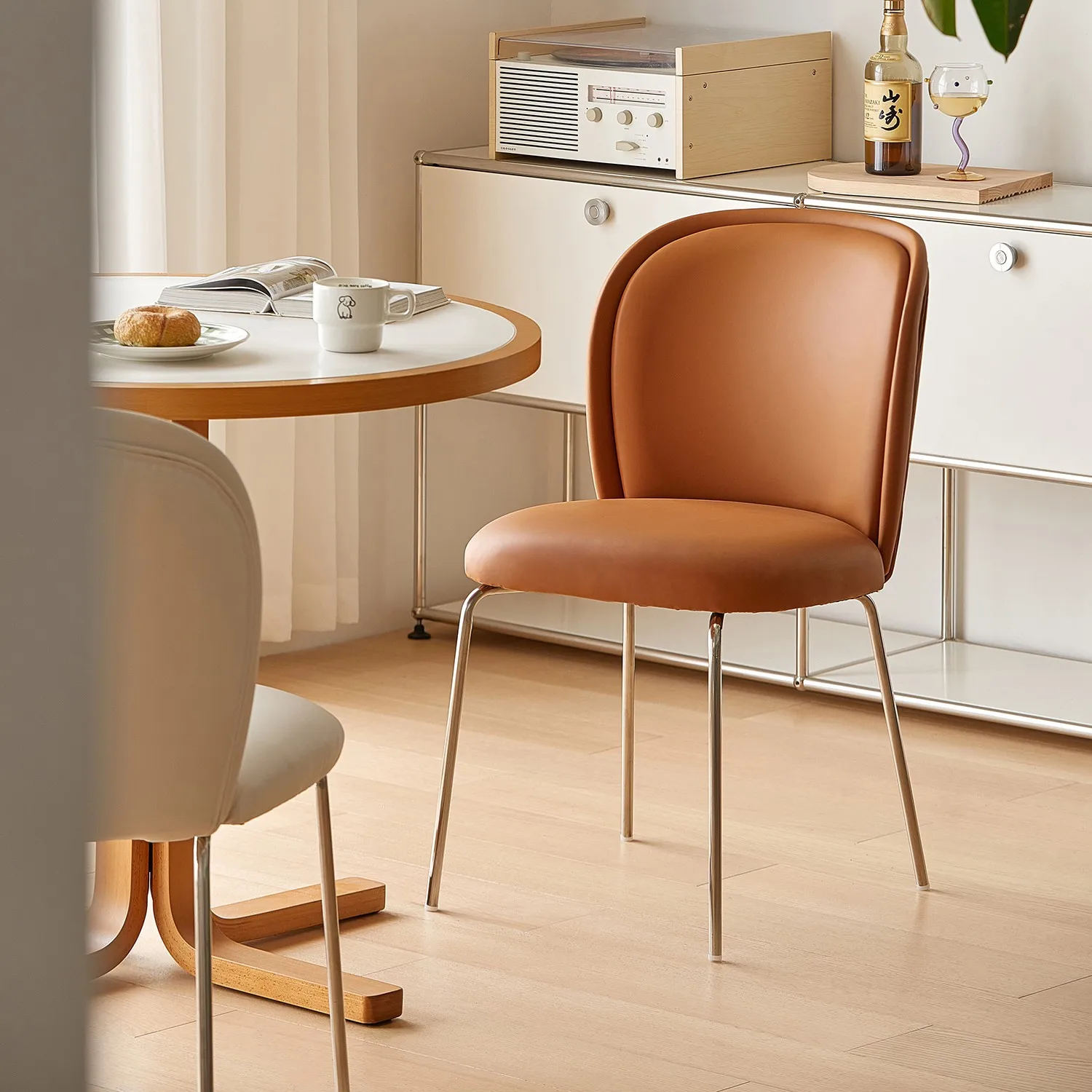 

Nordic designer light luxury makeup chair dressing chair home restaurant Italian dining chair modern simple flannel backrest