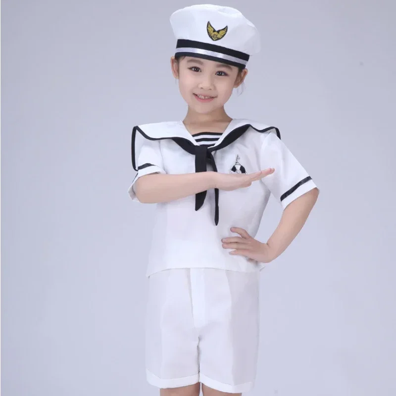 Sailor Uniform Summer Kids Cosplay Costume Chorus Girl Boy Navy Halloween Carnival Party Dress Up Army Suit School Stage Wear