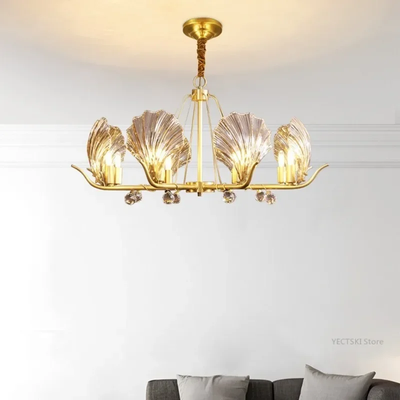 GHJUYIOL Italian style medieval glass chandelier, Nordic modern minimalist light luxury designer bedroom living room light