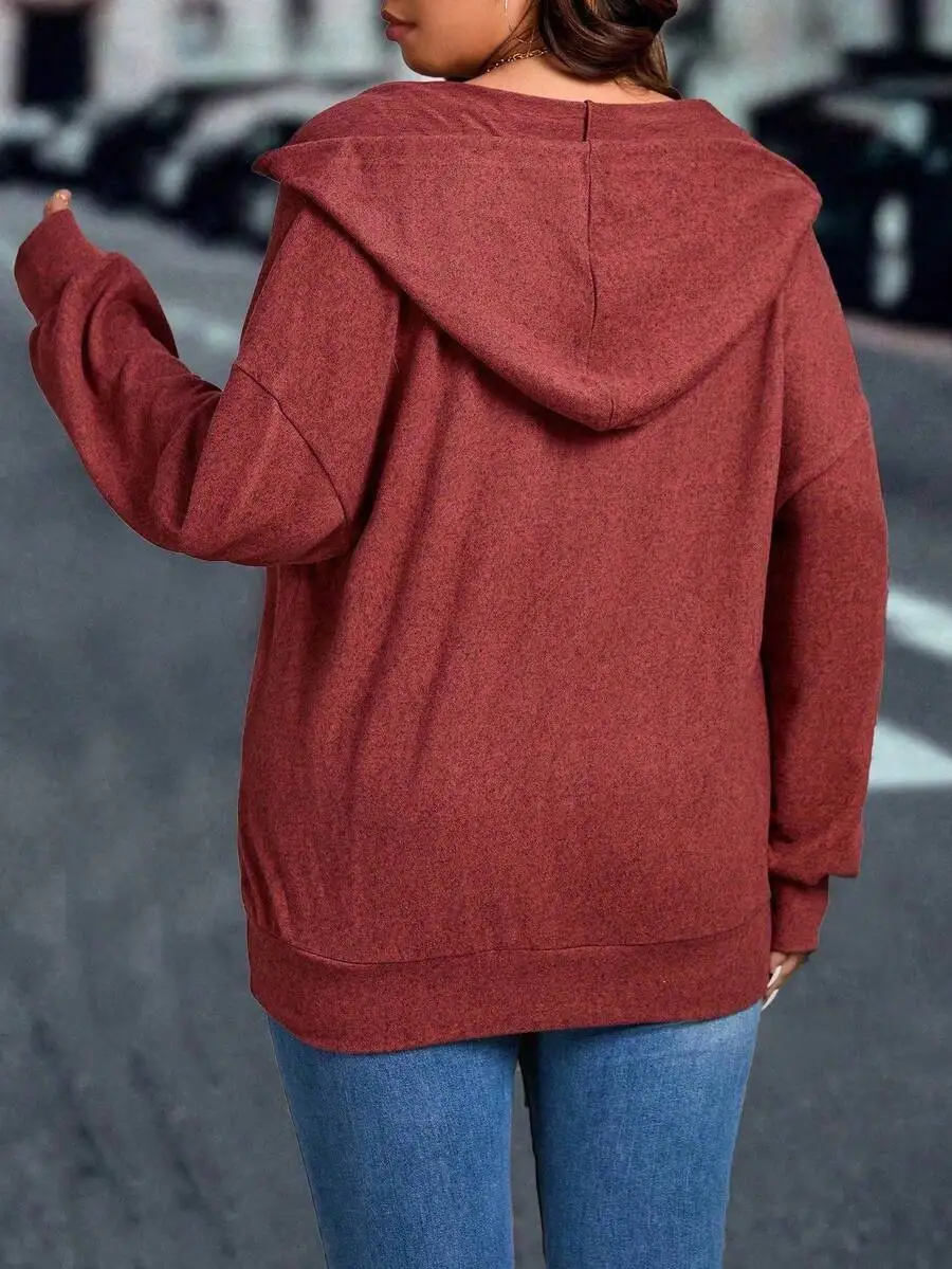 Bluza z kapturem plus size, jednolita, ze sznurkiem, kieszeniami, długim rękawem, na ukończenie szkoły, powrót do szkoły.