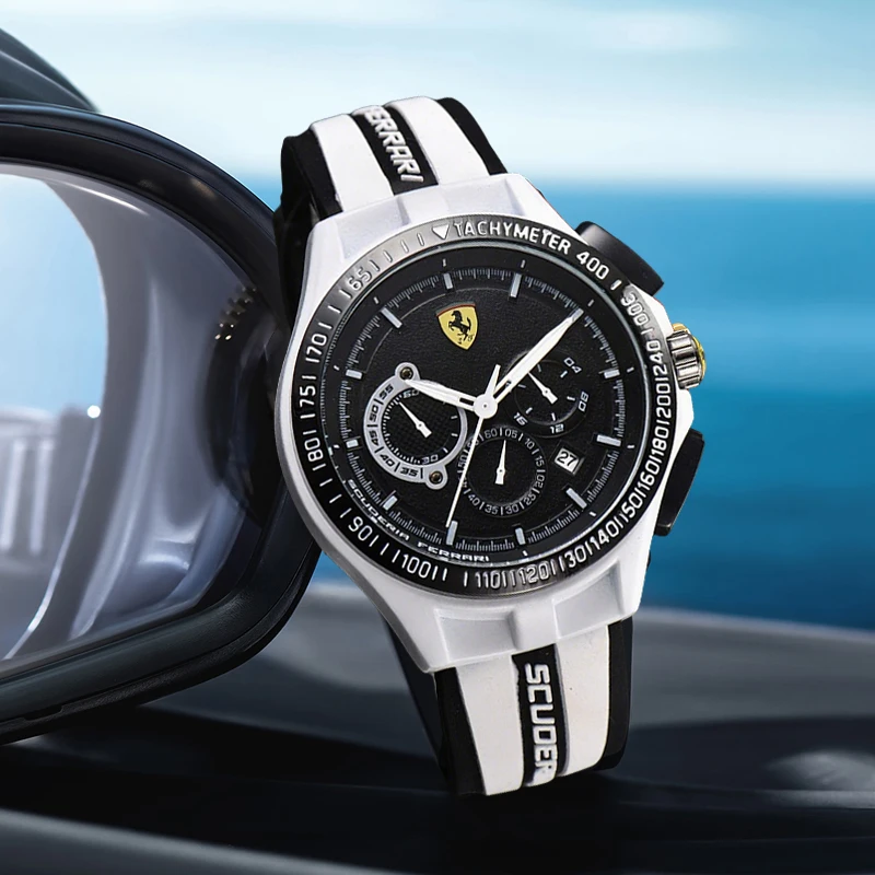 لساعة فيراري للرجال فاخرة متعددة الاستخدامات من خليط معدني للرجال ساعات كوارتز مقاومة للماء بتقويم مضيء ساعة رجال الأعمال
