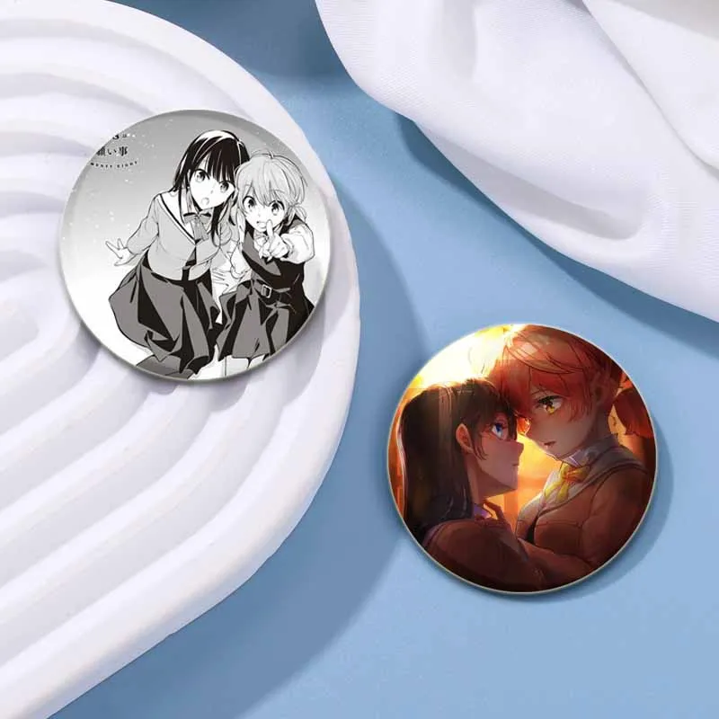 58/44/32mm Anime Bloom Into You Tinplate Pins Character Icon Badge Handmade Brooches for Backpack Clothes Decoration Gifts