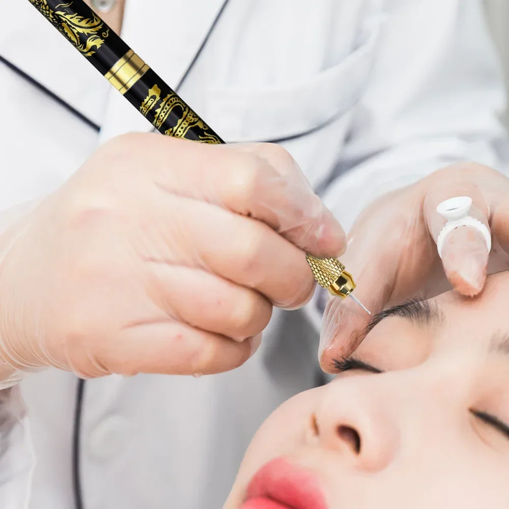 1 قطعة قلم الحواجب Microblading مع 2 شفرات قلم الوشم اليدوي لقلم تجميل دائم أداة الوشم الحاجب Tebori #2