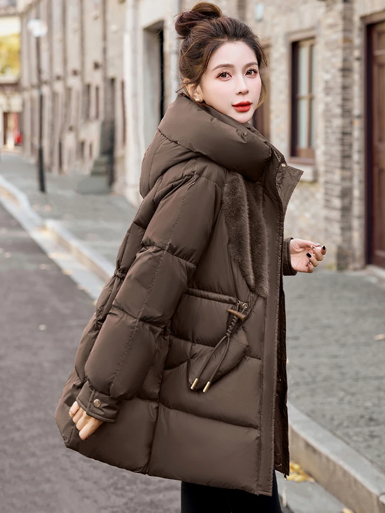 

Hoodedr Women's Down Jacket Outer Wear Warm Coat Single-breasted 2024 New Korean Version of The Casual Wild Women's Coats T21