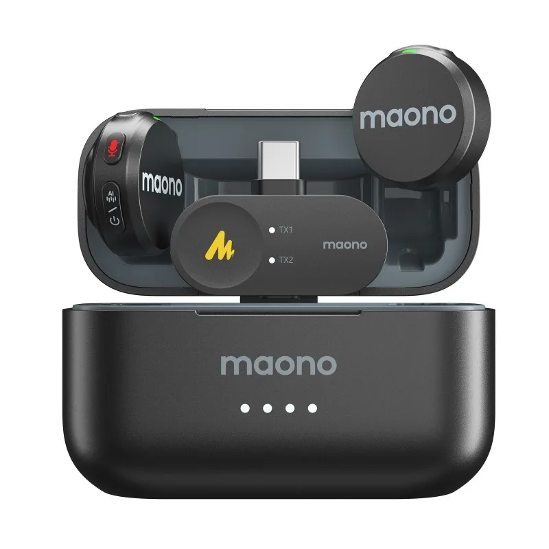 

T5_PC2_ один-два Type-C черно-серый зарядный отсек, микрофон, зажим для радиомикрофона