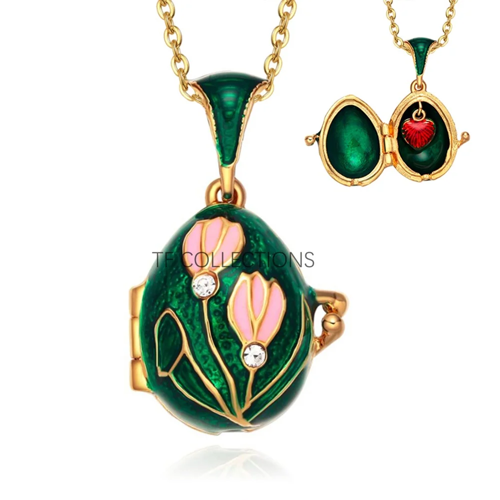 YAFFIL Enamel Colored Egg Necklace, With Three Color Detachable Pendant, A Rare And Luxurious Neck Chain