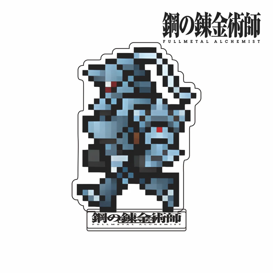 Fullmetal Alchemist Series 2026 New Arrival Acrylic Stand Edward Alphonse Winry Pixel‑Art Character Desktop Collectible Keychain