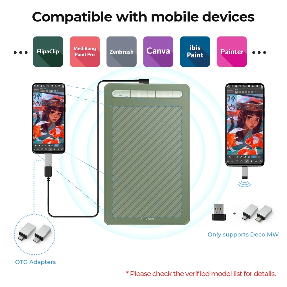 XPPen Deco MW Wireless 8x5inch X3-Smart-Chip Stylus support Windows  Chrome Digital Pen Graphic Tablet Drawing Tablet