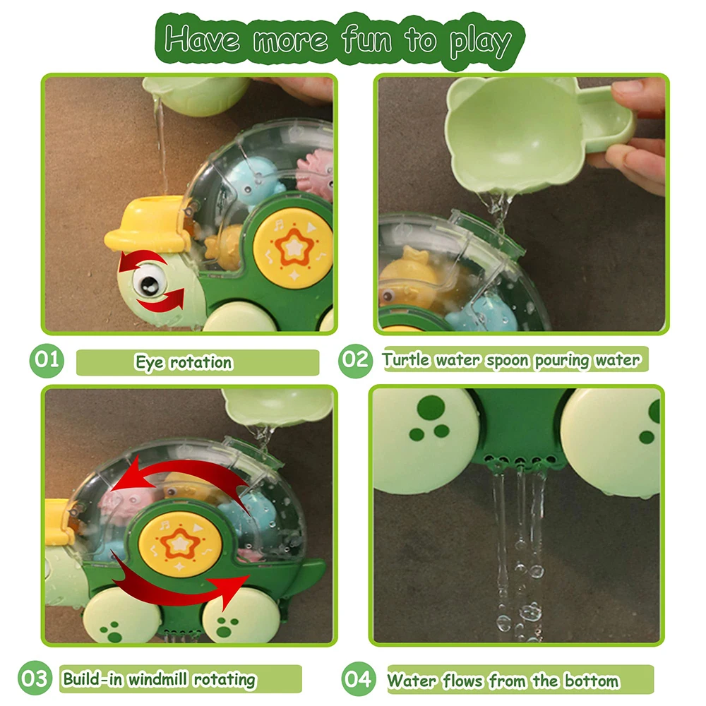 Baby Turtle Bath Toys Kids Infants Bathtub Spinning Water Pool Toys Easter Basket Stuffers Christmas Birthday Gifts for Toddler