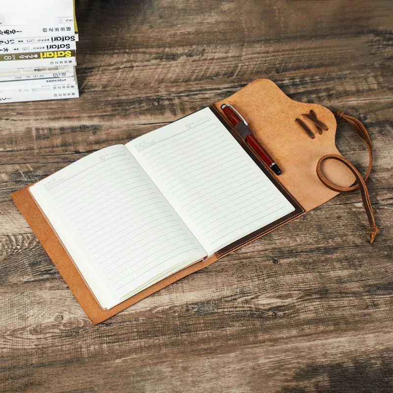 Genuine Leather Handmade A5 Laptop Notebook Cover Envelope Style Tying Rope Creativity Stationery School Office Supplies