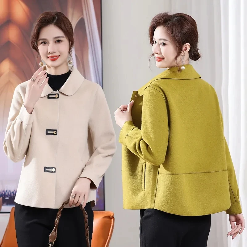 

2025 New High Quality Double-sided velvet Women Woolen Coat Autumn Winter Slim Casual Wool Outerwear Female Overcoat 6XL