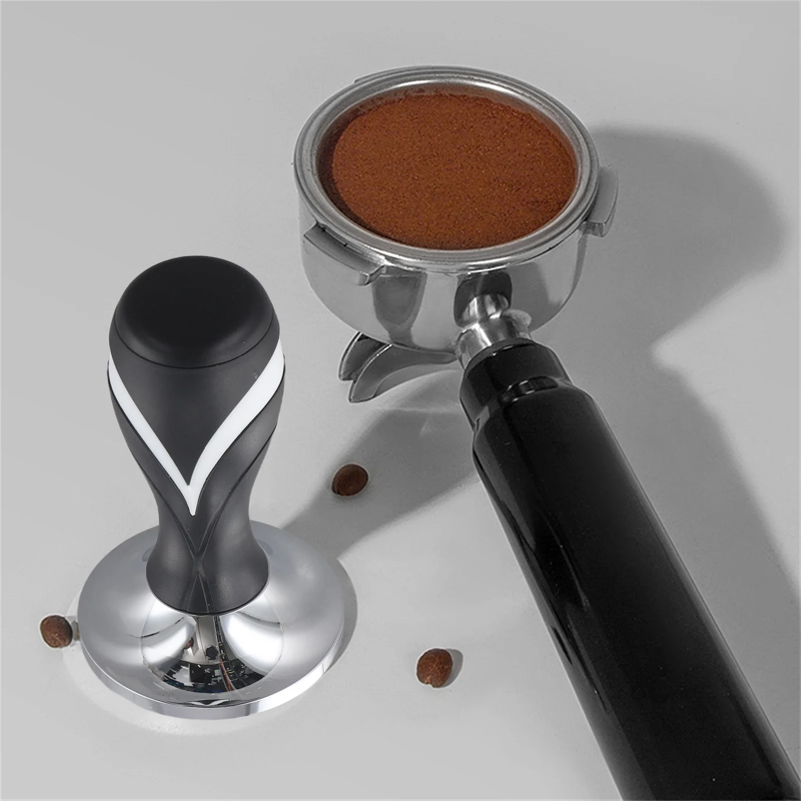 Coffee Tamper with Flat Base for Espresso Machines Suitable for 51mm 53mm 58mm Portafilters Ensures Uniform Coffee Press