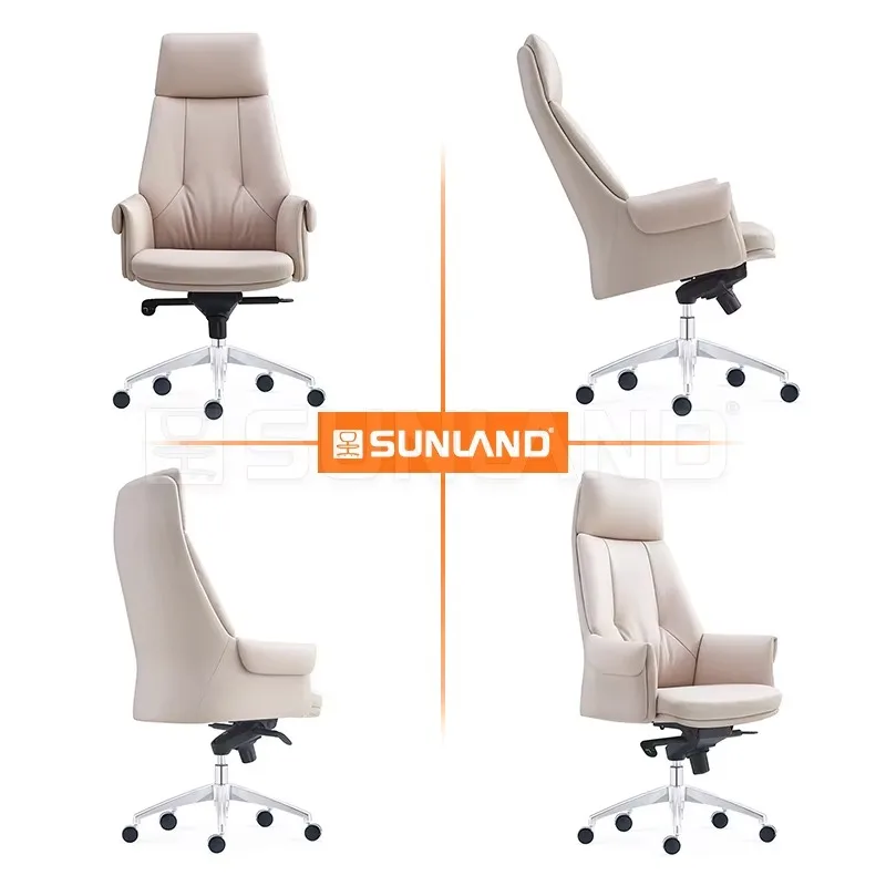 [2026]Modern Luxurious High Back Desk Swivel Executive Ceo Ergonomic Manager Cow Pu Leather Office Chair