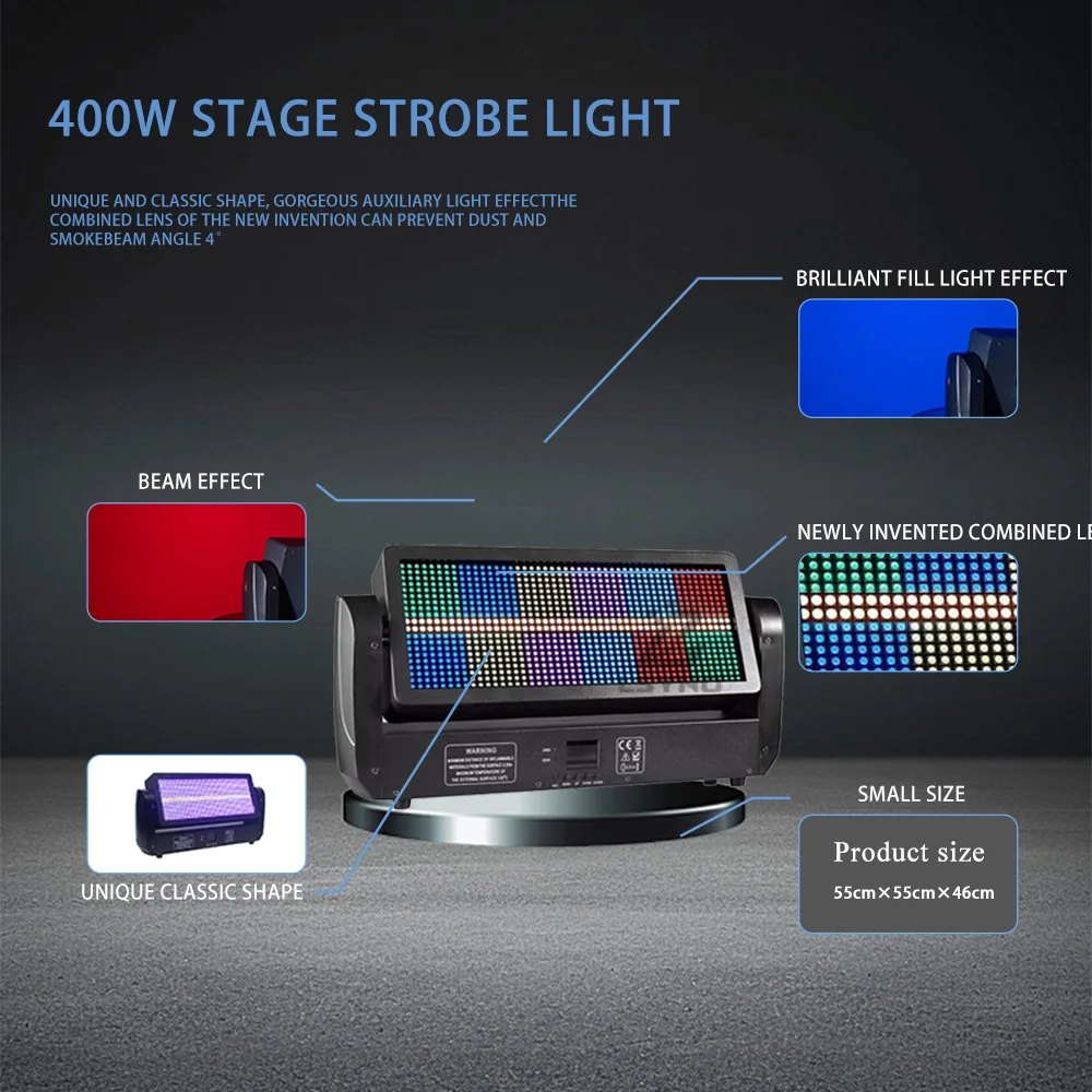 400W 12+12 Segment LED Strobe Light RGB 3IN1 DMX Controlled Moving Head DJ Wash Effect Stage Lighting For Club Events Wedding
