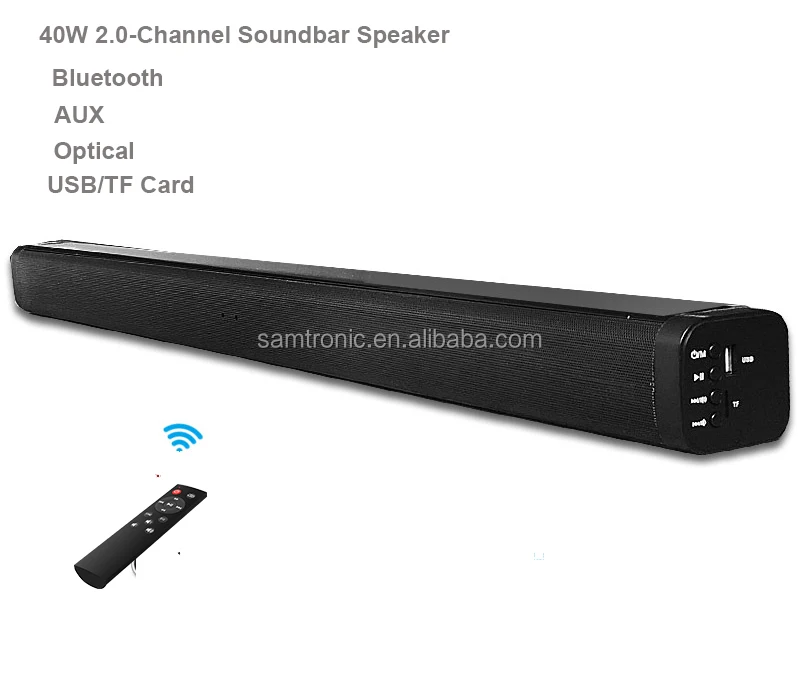 

Саундбар Samtronic 2.0ch, 27 дюймов, беспроводной, с Bluetooth, для плоскопанельных телевизоров, с пультом ДУ, модель SM2112