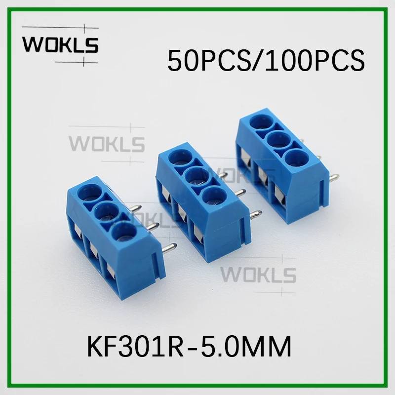 50PCS/100PCS terminal block clamp right pin 2p 3P terminal connector electrical terminal block kf301r DG301R-5.0mm ED500R MA414