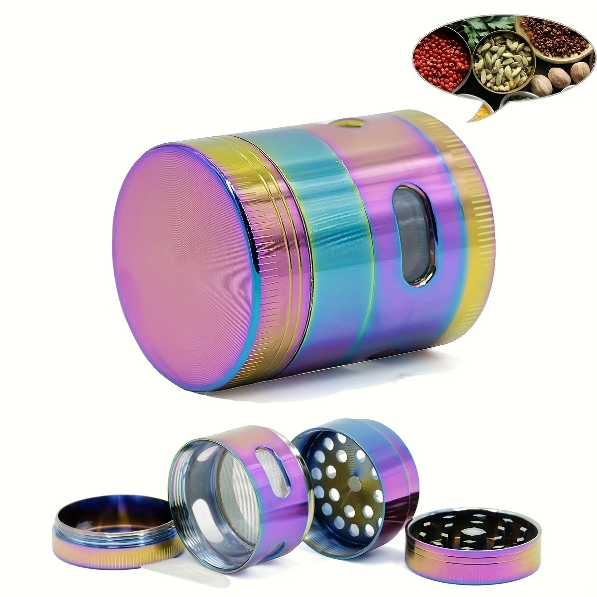 1 Set Grinder Spice Grinder,Creative Grinder, 4 Layers Metal Grinder For Kitchen, Multifunctional Crusher, Kitchen Gadgets