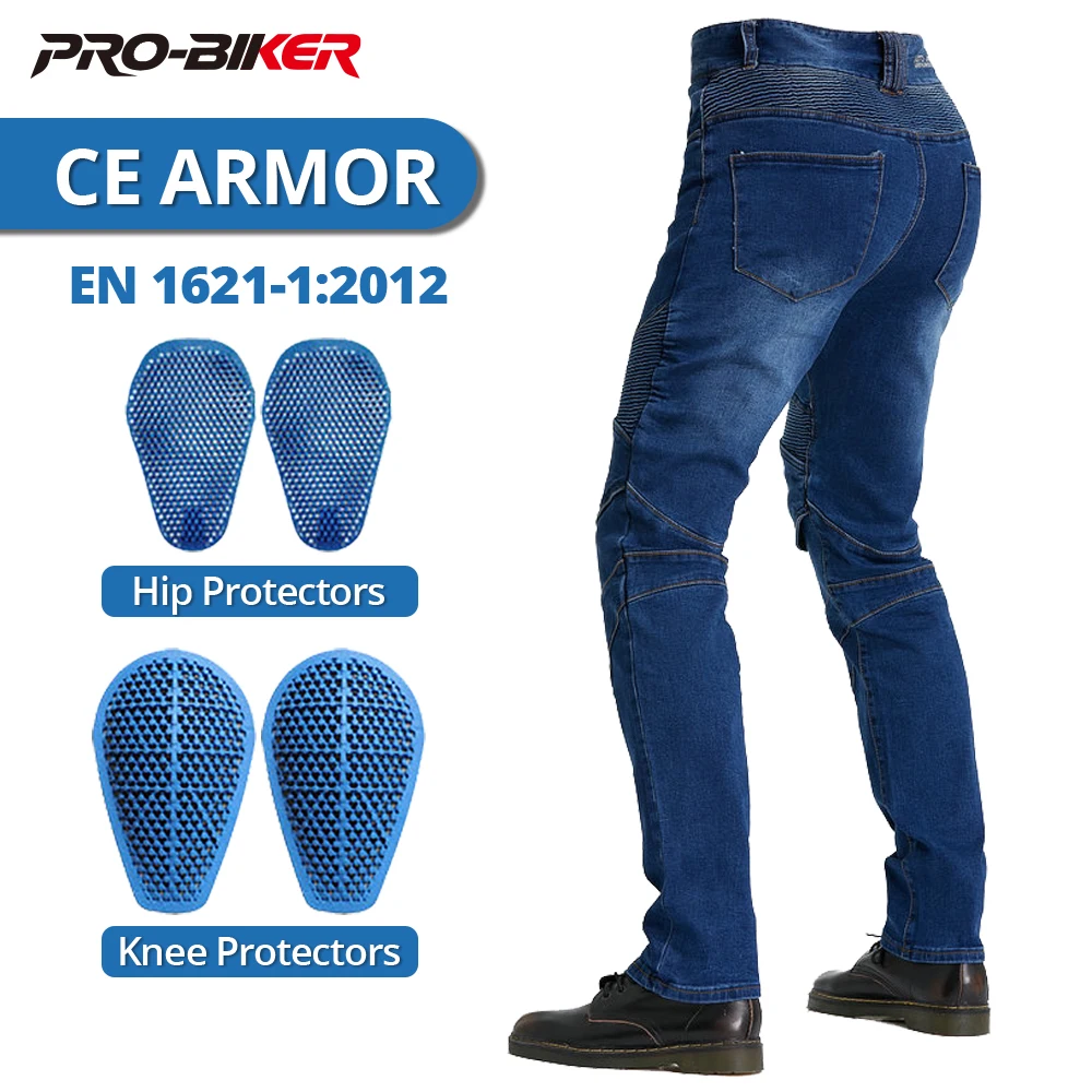 

Four Seasons Men's Motorcycle Pants Anti-Fall Motorbike Pants Windproof Outdoor Motocross Riding Pants Built In CE Protectors