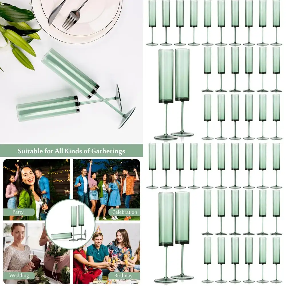 

Set of 24 Dark Green Acrylic Wine Glasses - Elegant Stemware for Weddings, Parties, and Celebrations