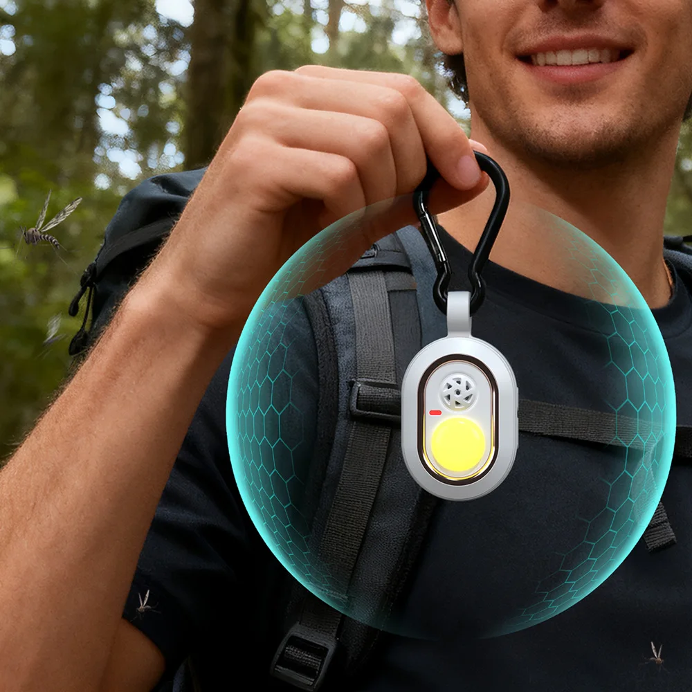 Reloj repelente de mosquitos ultrasónico, pulsera antimosquitos, pulsera de silicona portátil para niños y adultos, mosquetón para senderismo al aire libre