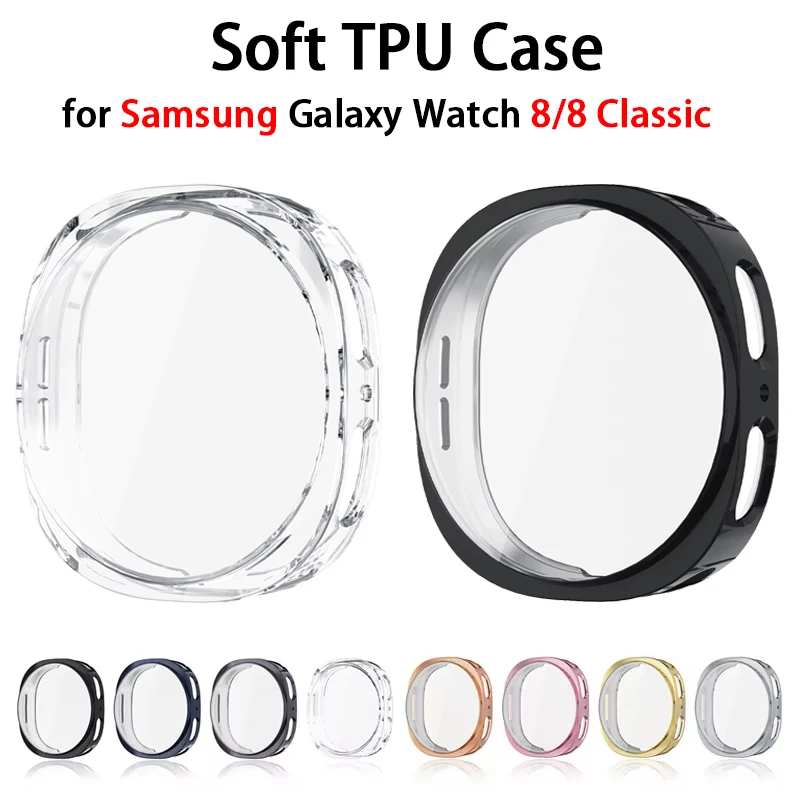 Silicone TPU Case Glass For Samsung Galaxy Watch 8 40mm 44mm Full Cover Screen Protector Bumper For Watch 8 Classic Cover Shell