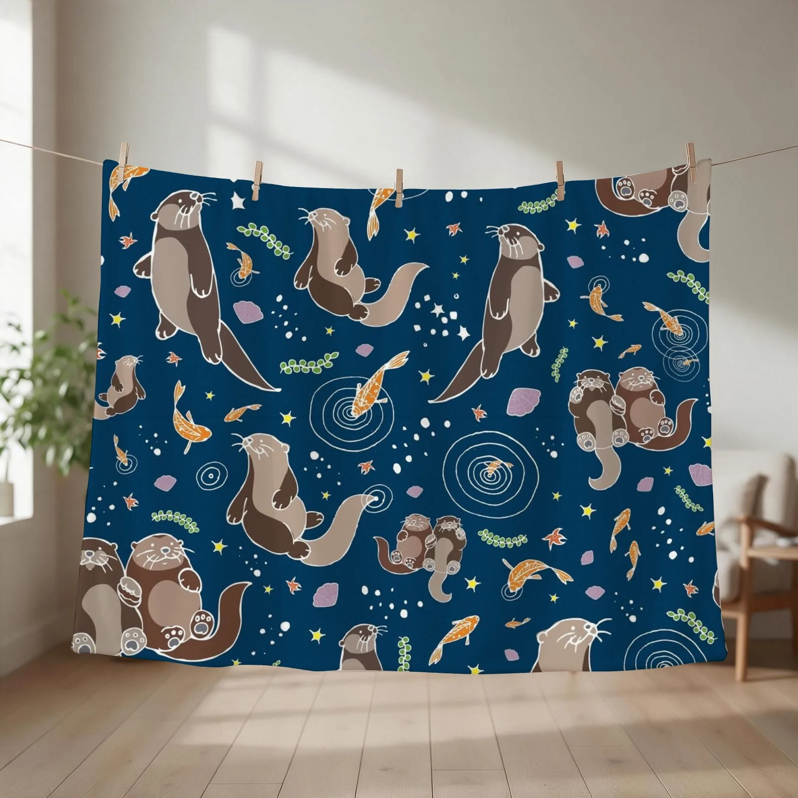 Sea Otters at Night Throw Blanket wednesday Hairys heavy to sleep anime Blankets