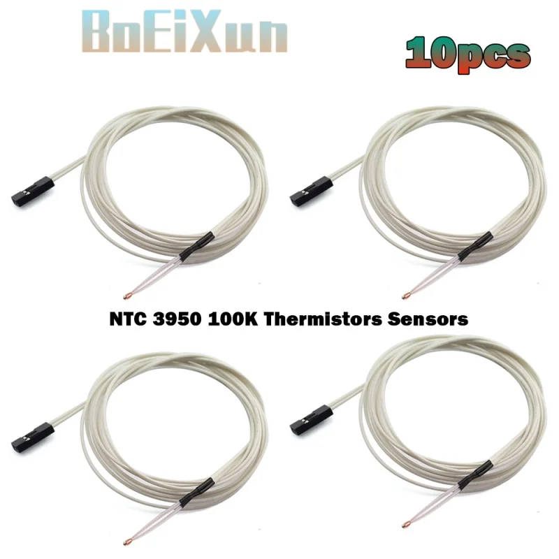 10pcs 100K Ohm NTC 3950 Thermistors Temperature Sensor With Cable Dupont Head For Reprap Mendel Heated Bed 3D Printers Parts