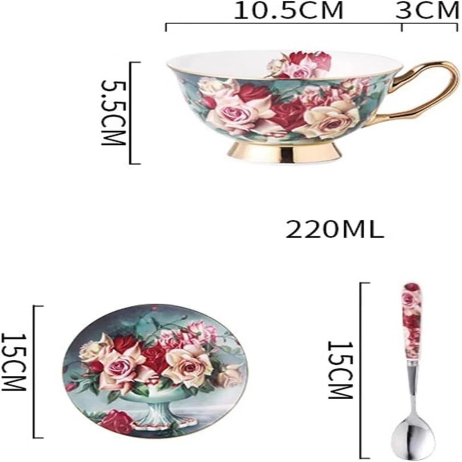 Elegant High-Grade Vintage European Bone China Tea Cups Set - Exquisite Senior Retro Collection, Timeless British Porcelain Coff